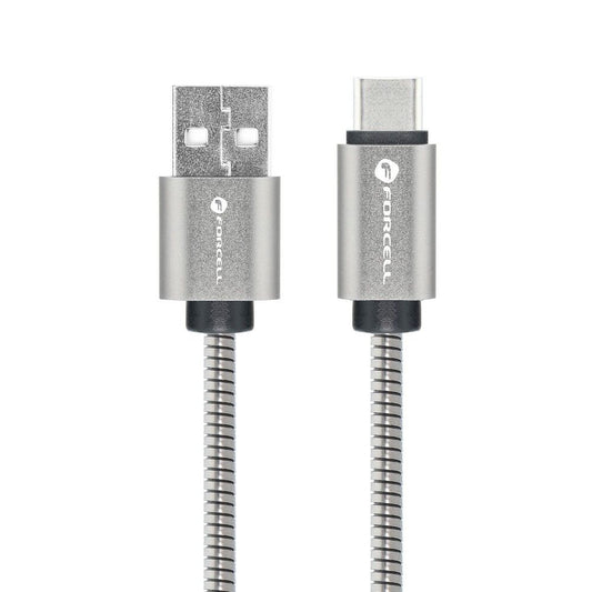 FORCELL cable USB to Typ C 2.0 2,4A Metal C234 1m silver